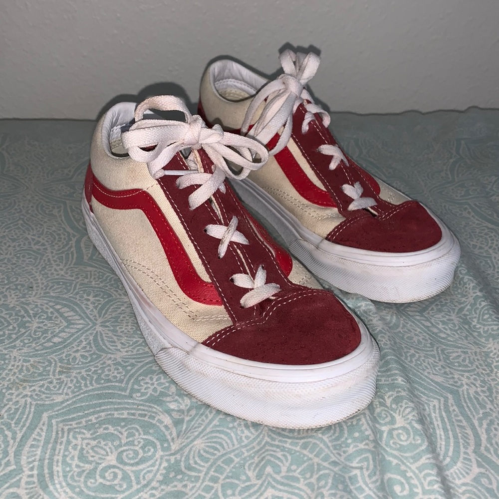 Vans red and cream old skool style